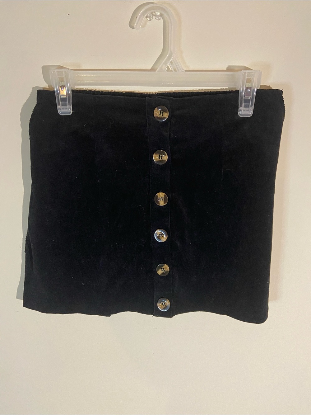 Earthbound Black Button-Front Mini Corduroy Skirt Size L